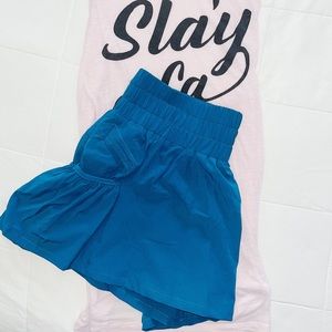 Get Your Flirt On Elastic Waistband Parachute Style Athletic Shorts